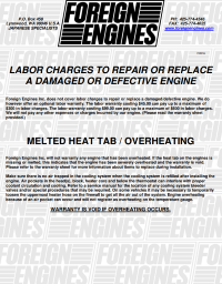 Warranty Heat Tab Information